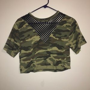 Camo / mesh crop top